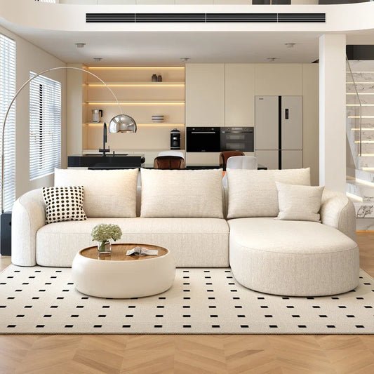 138.6" Modular Sectional Couches Luxury Modern Curved Back Sofa,Minimalist Comfy L-Shape Boneless Cloud Couch for Living Room Apartment,(Right Facing Chaise,Black)